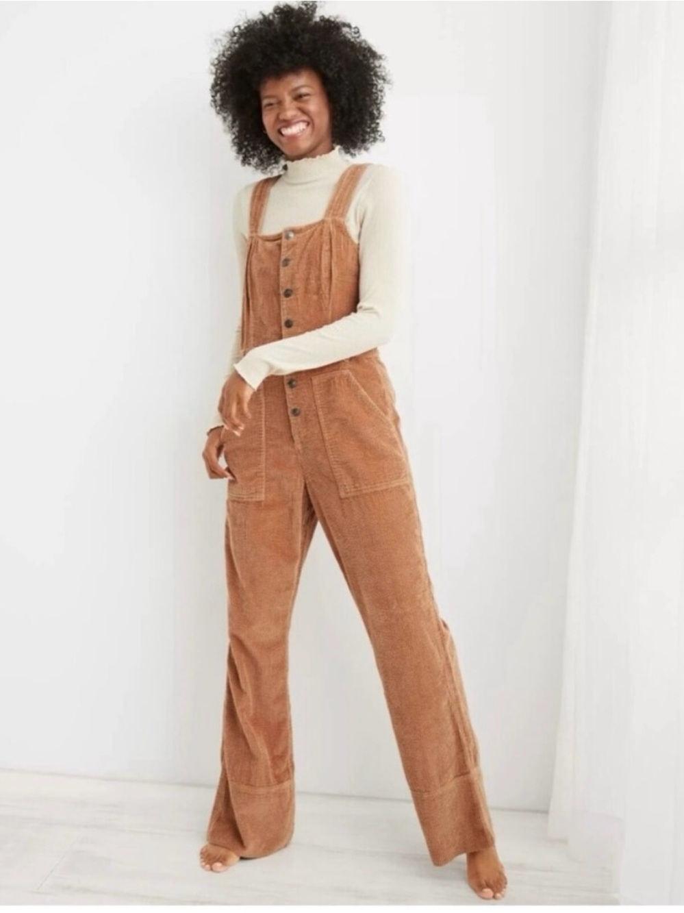 Aerie Corduroy Kick Flare Overalls